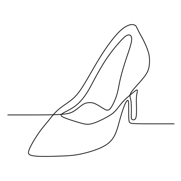 One line drawing of highheel shoe for woman fashion isolated on white background vector illustration — Stock Vector