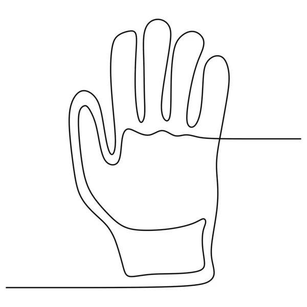 One line drawing of safety gloves continuous design vector illustration — Stock Vector
