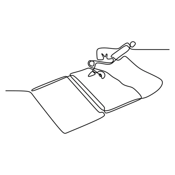 Dibujo continuo de la línea de escritura a mano con una pluma en papel ilustración vectorial minimalismo dibujado a mano — Vector de stock