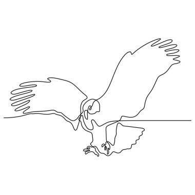 bir çizgi çizim kartal kuş uçan sürekli vektör illüstrasyon minimalizm tasarım