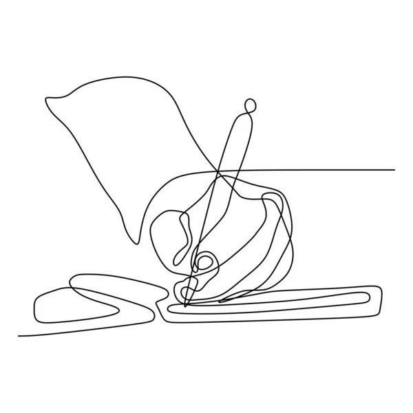 Souvislý jeden spojnicový výkres ručního psaní perem na papírové vektorech ilustrace kreslené minimalismus — Stockový vektor