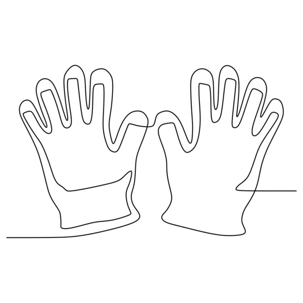 Одна лінія креслення рукавичок безпеки безперервного дизайну Векторні ілюстрації — стоковий вектор