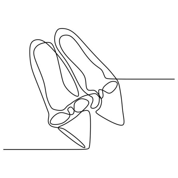 Dibujo continuo de la línea de zapatos de tacón alto para la moda de la mujer aislado en la ilustración vector de fondo blanco — Vector de stock