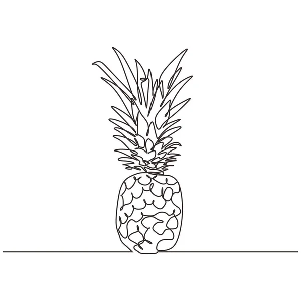 Piña continua una línea dibujo vector minimalismo diseño . — Vector de stock