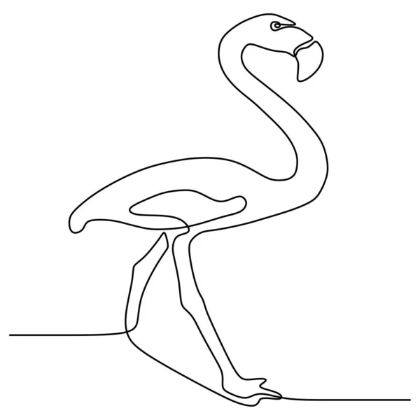 Flamingo ilustracja jeden linia modny projekt ptak rysunek wektor zwierzę — Wektor stockowy