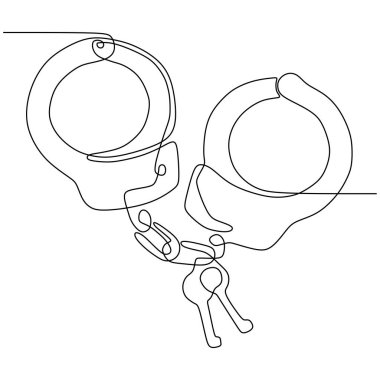 kelepçe kesintisiz çizgi beyaz arkaplanda izole edilmiş minimalist tasarım vektör illüstrasyon hukuku teması nesnesi