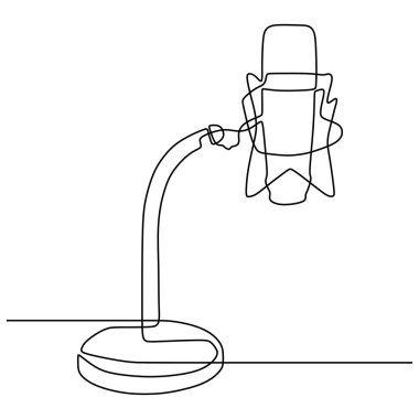 bir sürekli çizgi çizim podcast mikrofon vektör illüstrasyon minimalist tasarım tek çizgi sanat
