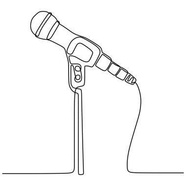 bir sürekli çizgi çizim kablolu mikrofon vektör illüstrasyon minimalist tasarım tek çizgi sanat