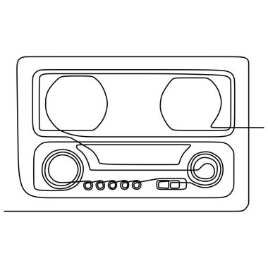 vintage 90s vektör bir lineart basitlik illüstrasyon minimalist tasarım eski radyo müzik sembolleri çizim sürekli çizgi çizim