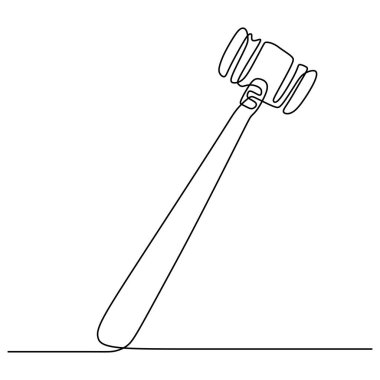 Yargıç çekiç yasasının bir çizgi çizimi sürekli el çizimi minimalist tasarım vektör çizimi