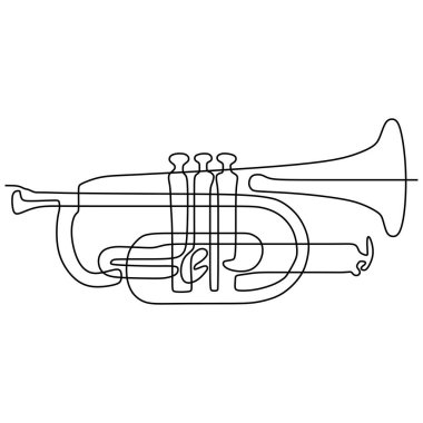 sürekli çizgi çizim Cornet müzik aleti vektör illüstrasyon minimalist tasarım