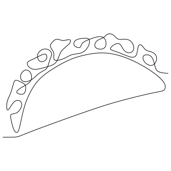 Dessin continu d'une ligne d'illustration vectorielle de conception de minimalisme de malbouffe de Taco — Image vectorielle