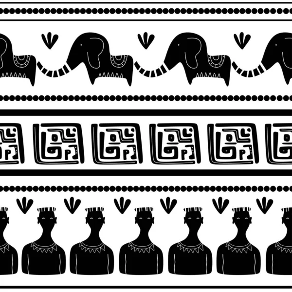 유행하는 부족의 손으로 그린 나바호족의 솔기없는 무늬 무늬는 옷감을 인쇄 할 준비가 된 다채 로운 무늬 벡터이다. — 스톡 벡터