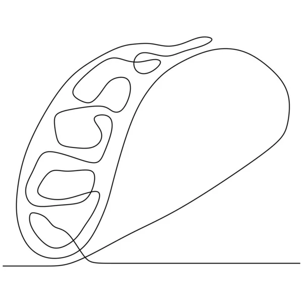 Dibujo de una línea de Taco comida chatarra minimalismo diseño vector ilustración — Archivo Imágenes Vectoriales