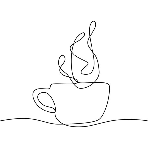 Una línea continua de dibujo de la taza de café deliciosa bebida para el desayuno. Ilustración vectorial diseño minimalista . — Archivo Imágenes Vectoriales