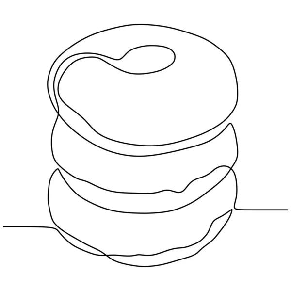 Tres rosquillas es sabroso y delicioso. Dibujo continuo de línea de diseño de minimalismo de comida rápida ilustración vectorial — Archivo Imágenes Vectoriales