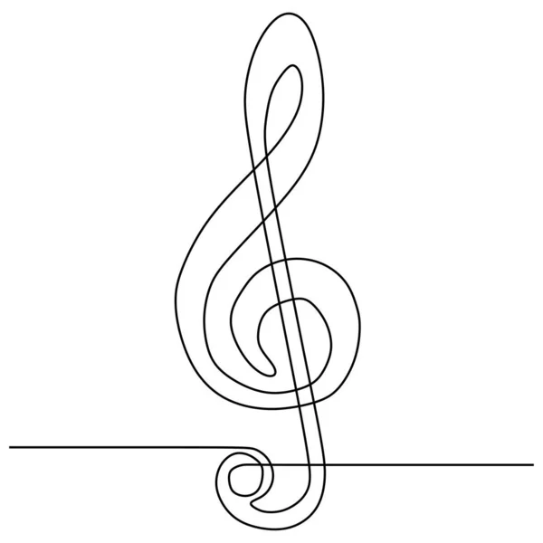 Una clave de agudos continuo dibujo de una sola línea vector símbolo de música — Vector de stock