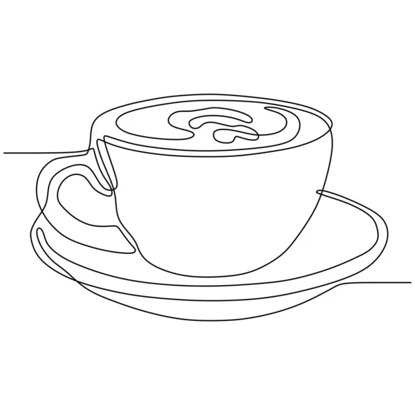 Single line drawing cup of coffee vector illustration minimalist design on white background — Stock Vector
