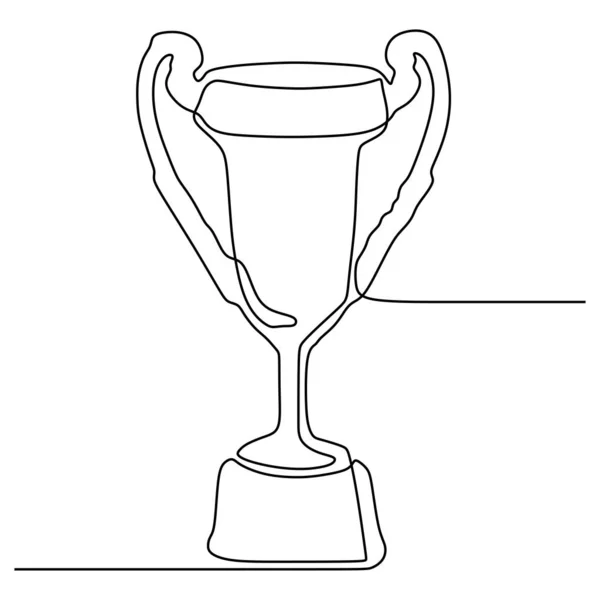 Desenho de linha contínua do vencedor troféu minimalismo objeto design vetor ilustração — Vetor de Stock