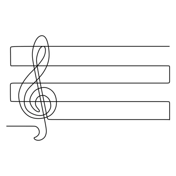 A treble clef one continuous line drawing music symbol. Vector illustration minimalism design — Stock Vector