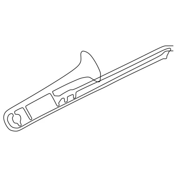 Dessin d'une ligne trombone instrument de musique illustration vectorielle design minimaliste — Image vectorielle