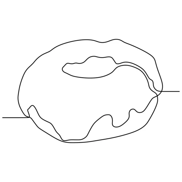 Kontinuerlig linje ritning av Donut mat minimalism design vektor illustration — Stock vektor