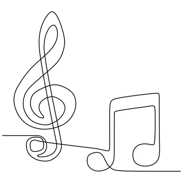 Continuous line drawing A treble clef music symbol and sign vector one lineart simplicity illustration minimalist design — Stock Vector