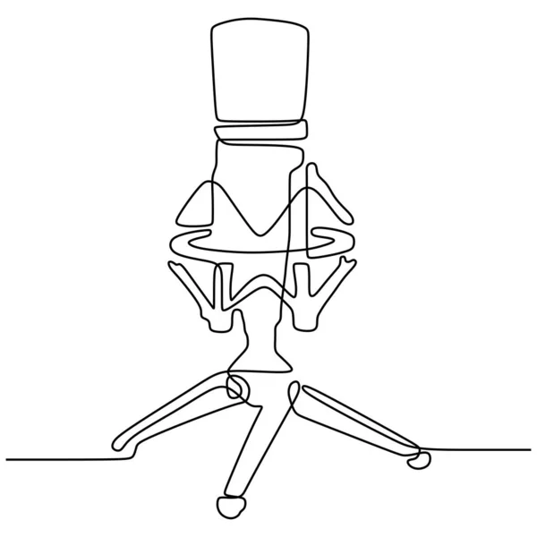 Вектор микрофона с непрерывной чертежной линией 1 линейная простота иллюстрации минималистский дизайн — стоковый вектор