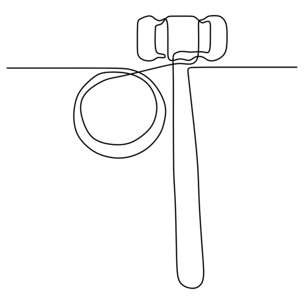 Σχέδιο μιας γραμμής του νόμου δικαστή σφυρί σύμβολο συνεχής ζωγραφισμένα στο χέρι σκίτσο μινιμαλιστικό σχεδιασμό διανυσματική απεικόνιση — Διανυσματικό Αρχείο