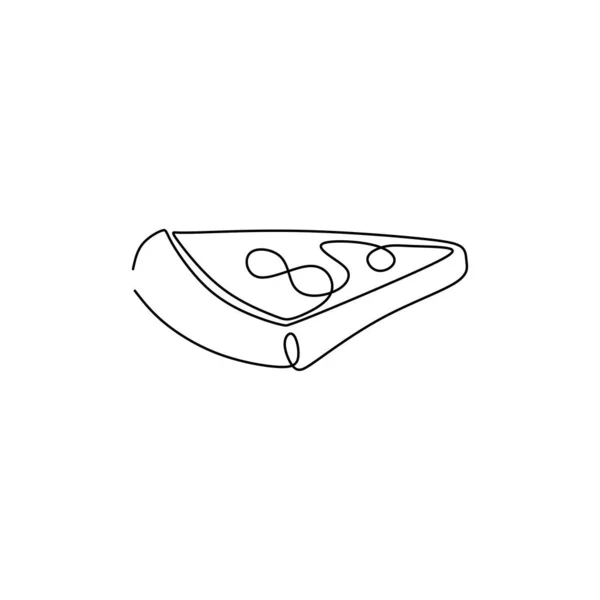 Kontinuerlig en linje ritning av pizza skräp mat minimalism design vektor illustration — Stock vektor