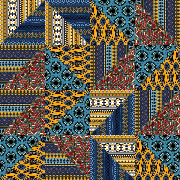 Tribal naadloos patroon met etnische tekening combinatie geometrische stijl — Stockvector