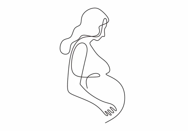 Dibujo de una línea de la mujer embarazada feliz, imagen de silueta de la madre. Ilustración vectorial diseño simplicidad. — Archivo Imágenes Vectoriales