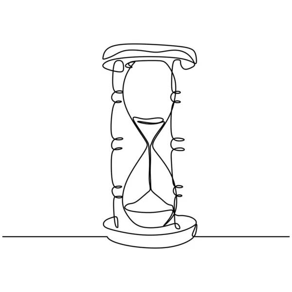 Continuous one line drawing of hourglass or sand clock vector. Minimalism design of traditional timer tools isolated on white background. — ストックベクタ