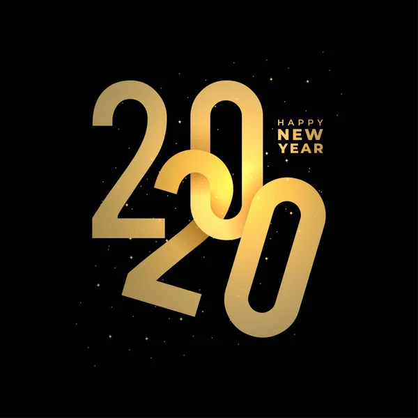 Frohes neues Jahr 2020 Banner. eleganter goldener Text mit Licht. minimalistische 3D-Vorlage auf schwarzem Hintergrund — Stockvektor