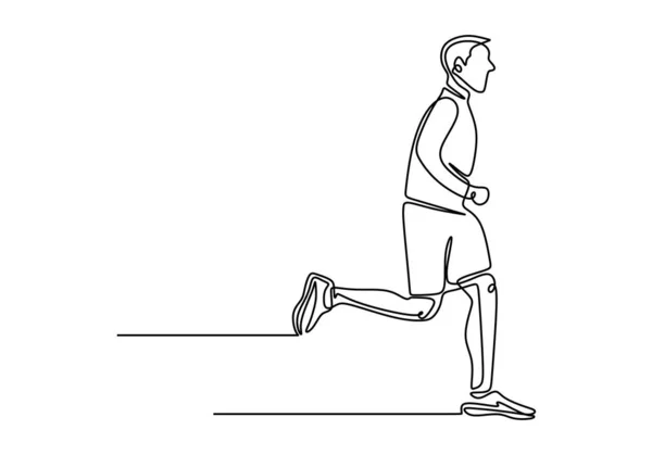 Vektorový průběžný výkres běžce. Muž cvičí sport. — Stockový vektor