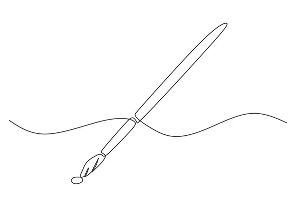 Рисунок кисти непрерывный вектор рисования одной линии. Иллюстрация художественного инструмента кисти для художника . — стоковый вектор
