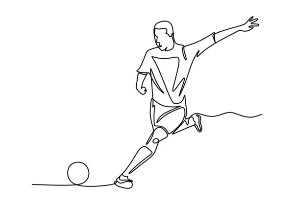 Vektor av fotbollsspelare kontinuerlig en linje ritning minimalism design. — Stock vektor