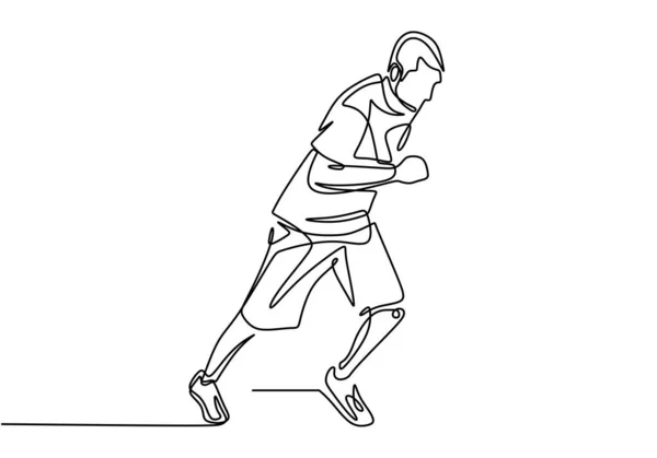 One line running man continuous drawing style. Vector minimalism illustration on white background. — Stok Vektör