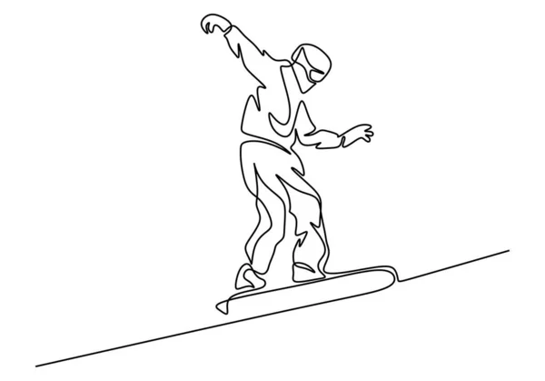 Desenho de linha contínuo de homem jogando skate jogador de jogo