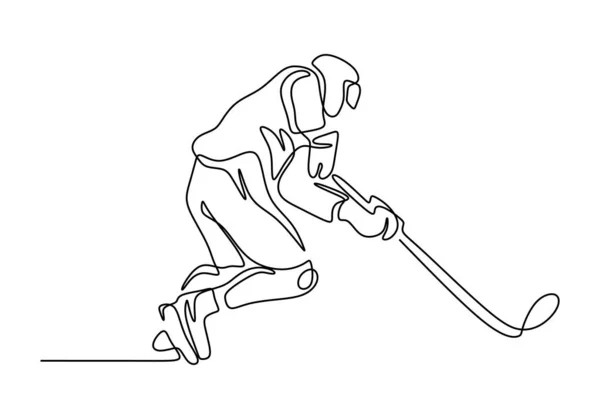 Dibujo continuo de línea de jugador de hockey sobre hielo. Un dibujo dibujado a mano tema deporte . — Archivo Imágenes Vectoriales