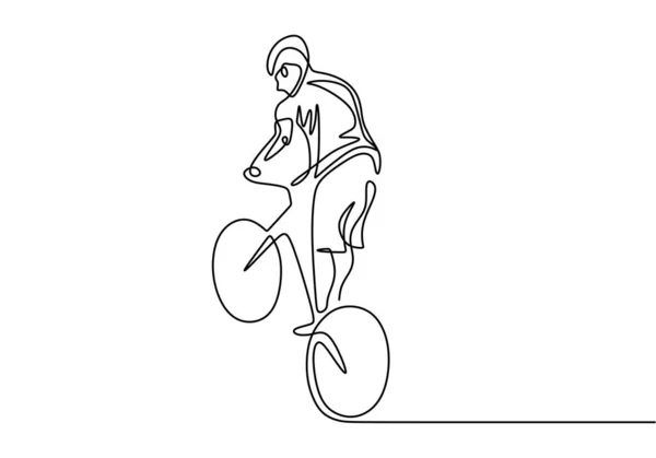 한 손으로 그린 연속 자전거 선수가 그린 스케치입니다. 벡터 스포츠 테마. — 스톡 벡터