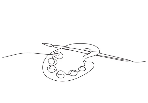 Sprzęt sztuka ilustracji wektorowych pędzel i farby jednego rysunku linia na białym tle — Wektor stockowy