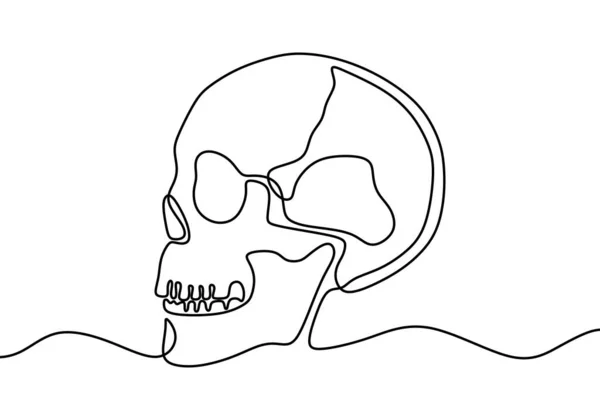 Una Linea Organi Umani Progettazione Silhouette Astratto Cranio Umano Isolato — Vettoriale Stock