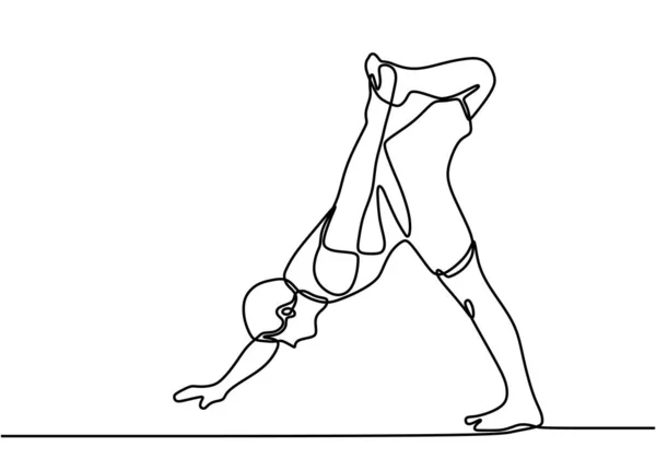 Hombre Estirando Sus Piernas Ejercicio Yoga Hombre Enérgico Haciendo Ejercicio — Vector de stock