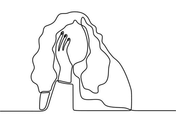 Stressed Woman Home Headache Pain Female Girl Close Face Head — Stock Vector