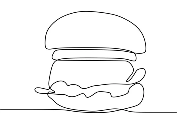 Χάμπουργκερ Ζωγραφισμένα Μια Γραμμή Λευκό Φόντο Σάντουιτς Cheeseburger Γραμμή Χάμπουργκερ — Διανυσματικό Αρχείο