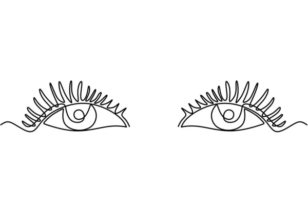 女性の目の最小限の線形スケッチの1つの連続線画 自然の化粧品 意味に満ちた鋭い目 本当の気持ちを正直に表現する ベクトル手描きイラスト — ストックベクタ
