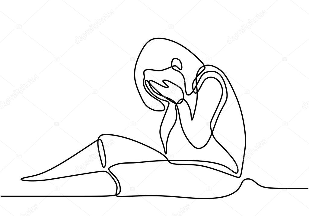 Continuous Line Drawing Of Woman Sitting On The Floor In Despair Sad Girl Hiding Her Face With Hands Stressed Young Lady And Lonely Expression Isolated On White Background Vector Illustration Larastock Continuous Line Drawing Of Woman Sitting On The Floor In Despair Sad Girl Hiding Her Face With Hands Stressed Young Lady And Lonely Expression Isolated On White Background Vector Illustration Larastock