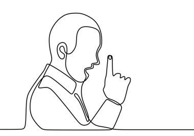 Sessizlik isteyen bir adam sürekli el çizimi vektör çizimi çizimi yapıyor. Genç erkek, elleriyle ağzını kapattı. Adamın biri çenesini kapadı. Sessizlik lütfen beyaz arkaplanda izole edilmiş kavram