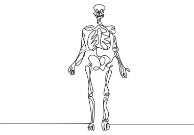 İnsan kafatası ikonu. Cadılar bayramı için basit bir korkunç kafatası. İnsan kafatası çizmek. Siyah çizgi karalama tarzıyla çizilmiş korkunç çizim kemikleri. Vektör tasarımı illüstrasyonu